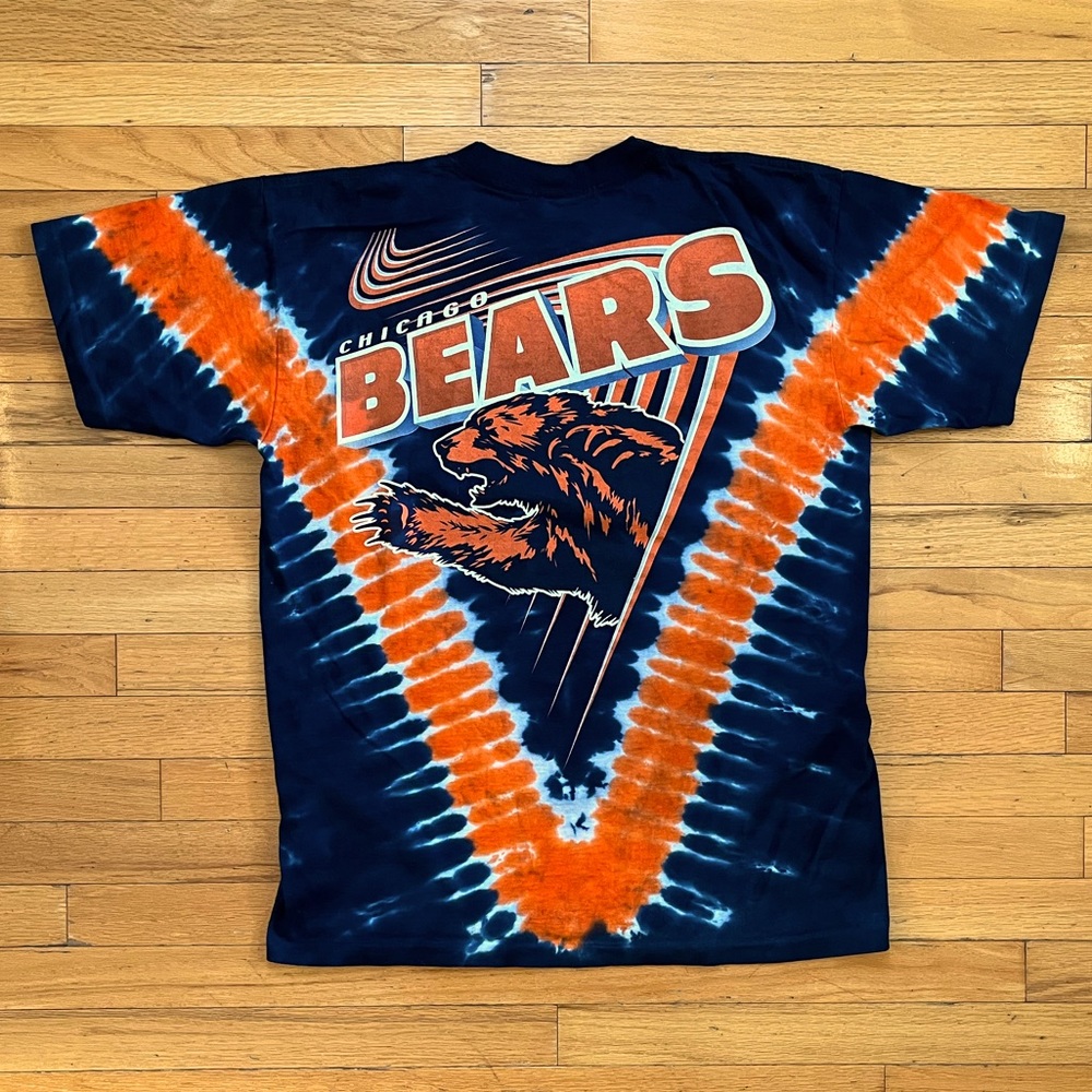 VTG 90s Chicago Bears Tie Dye T-Shirt Single Stitch USA NFL Liquid Blue like